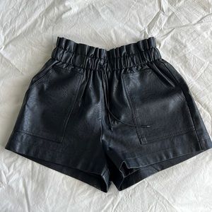 Black Leather Shorts - Size S